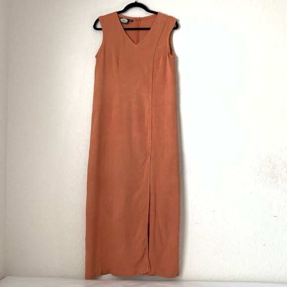 Vintage Tommy Bahama Maxi Dress Women 10 Orange 100% Silk Sleeveless 90s Beach - Picture 1 of 11